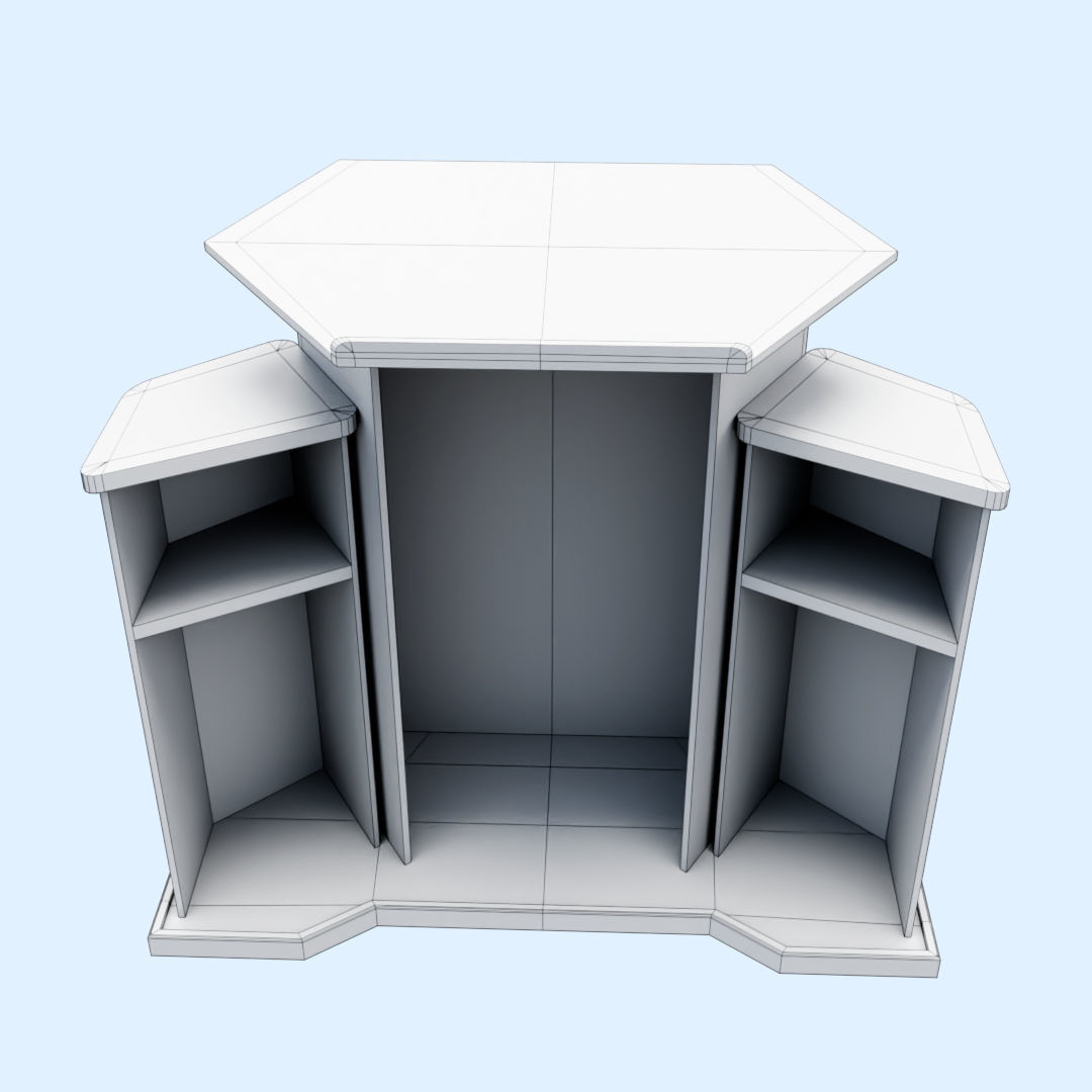 Wood and glass pulpit with support Low-poly 3D model_25
