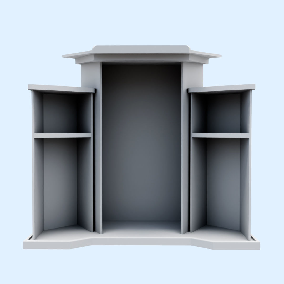Wood and glass pulpit with support Low-poly 3D model_14