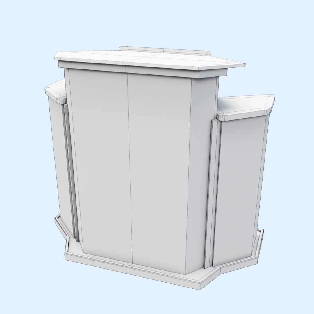 Wood and glass pulpit with support Low-poly 3D model_18
