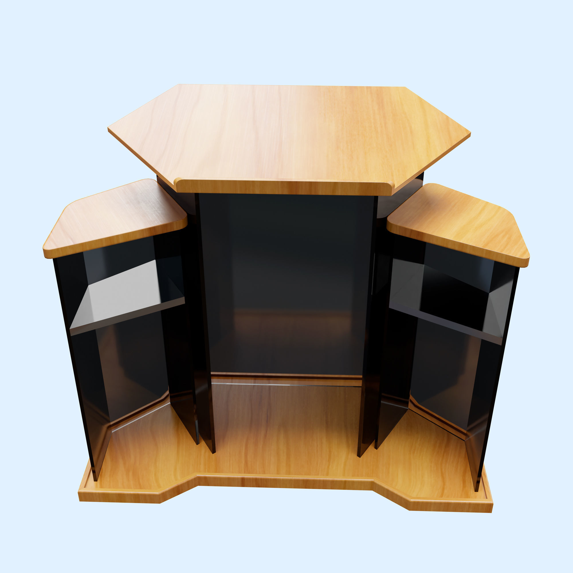 Wood and glass pulpit with support Low-poly 3D model_8