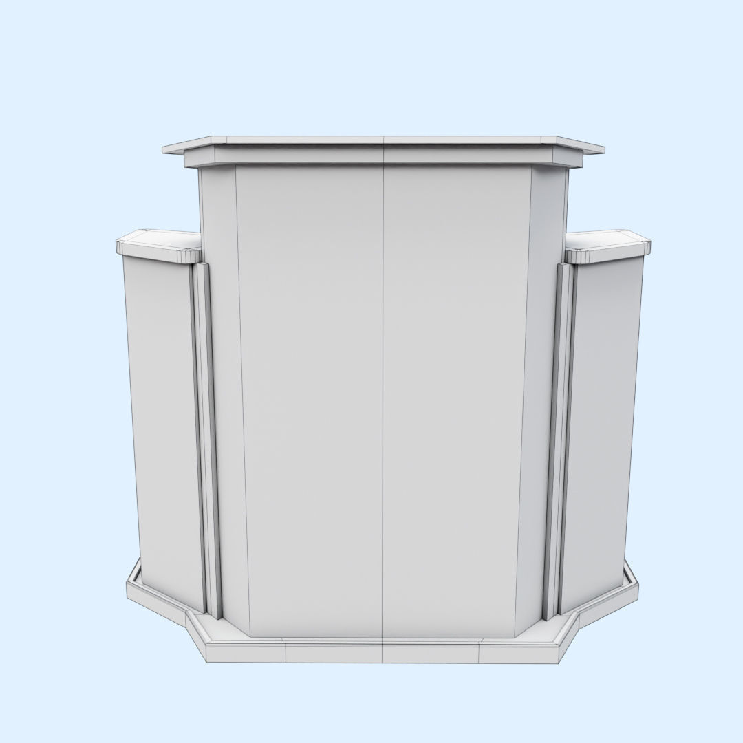 Wood and glass pulpit with support Low-poly 3D model_17