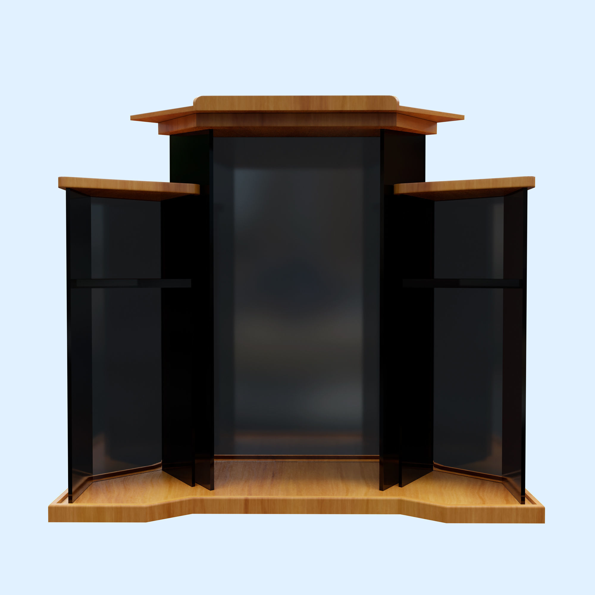 Wood and glass pulpit with support Low-poly 3D model_7