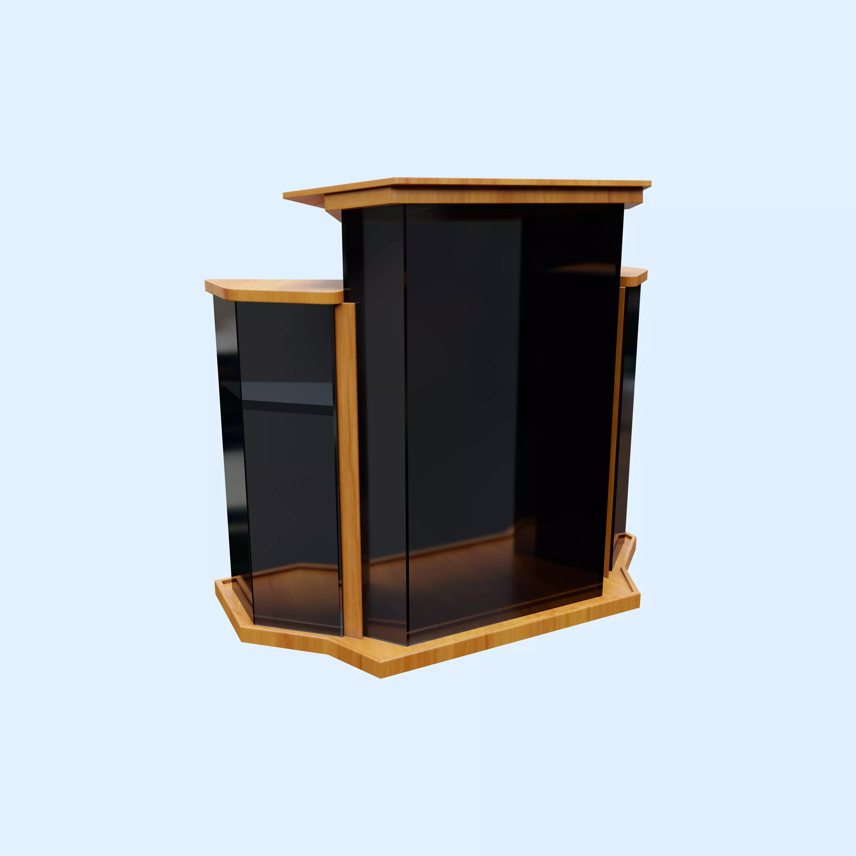 Wood and glass pulpit with support Low-poly 3D model_0