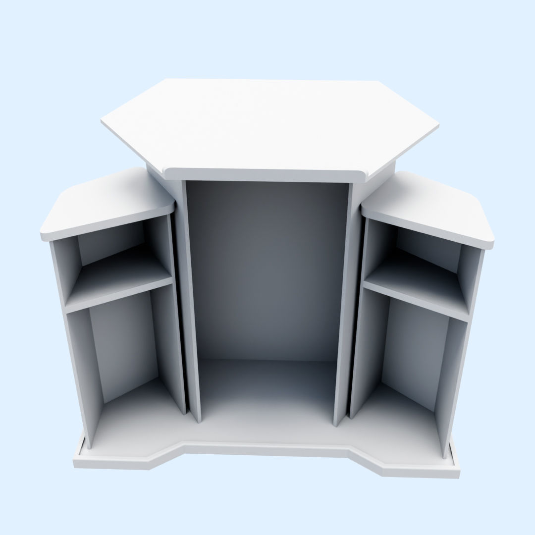 Wood and glass pulpit with support Low-poly 3D model_15