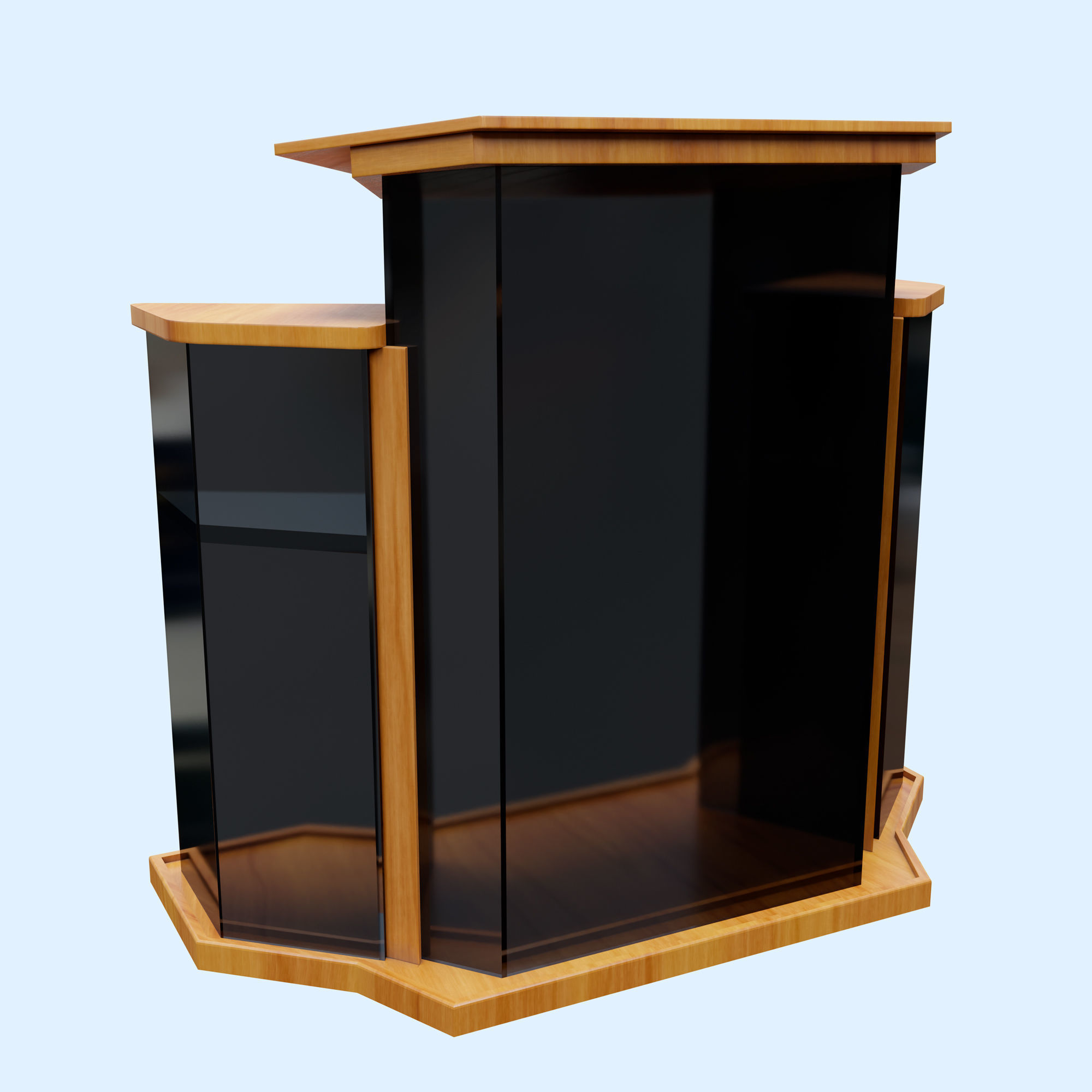 Wood and glass pulpit with support Low-poly 3D model_1