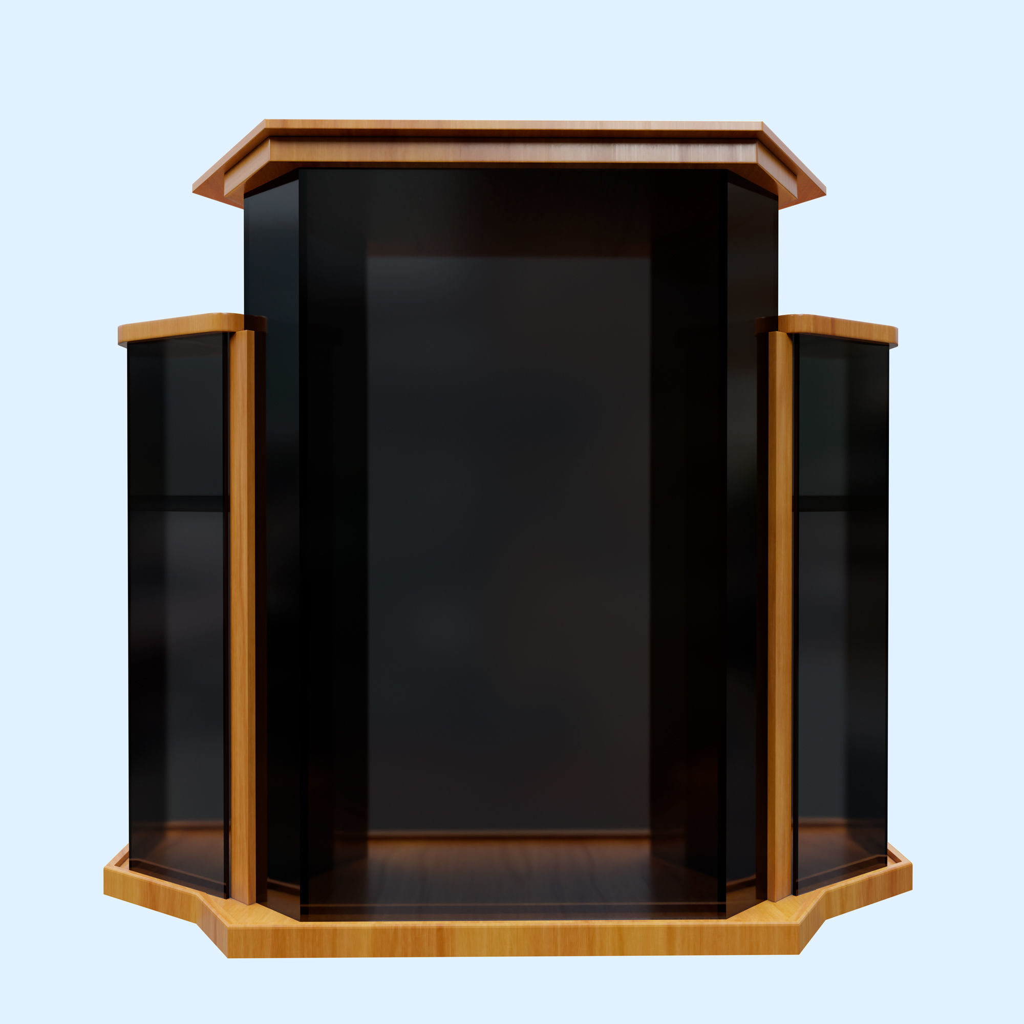 Wood and glass pulpit with support Low-poly 3D model_4