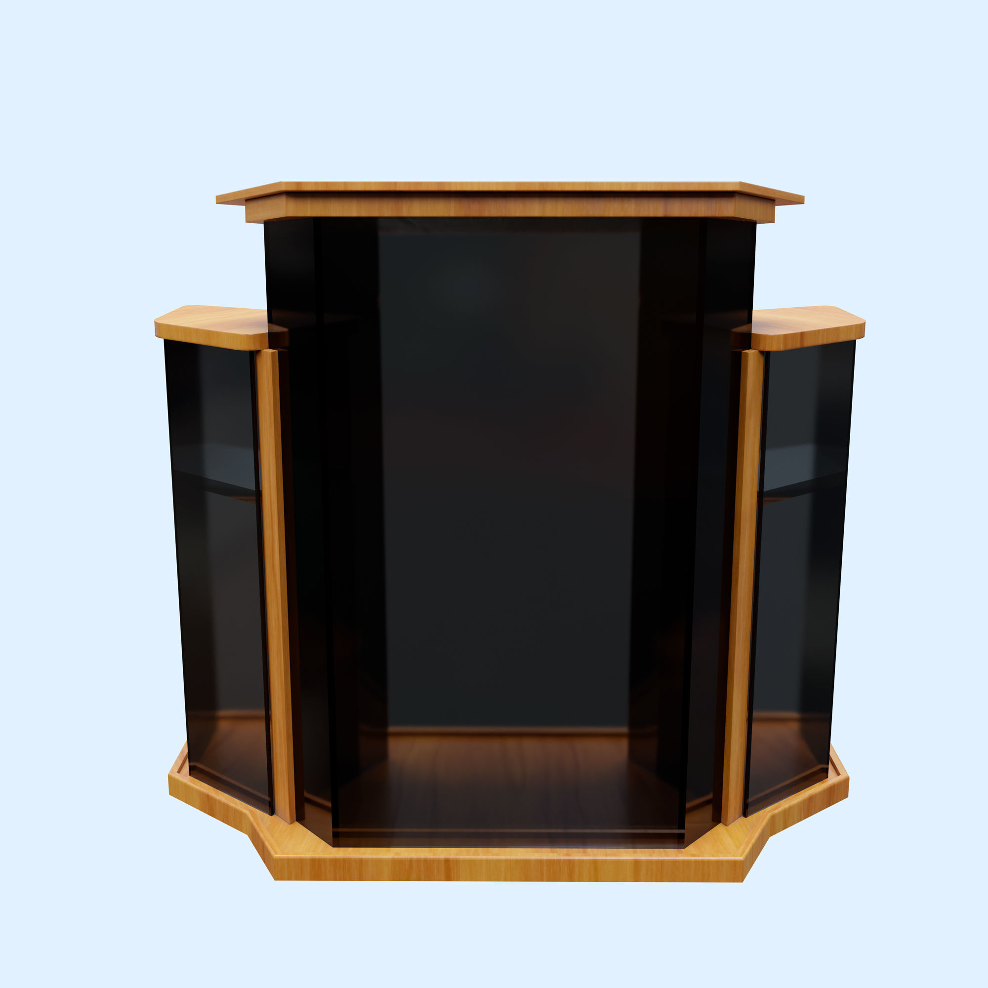 Wood and glass pulpit with support Low-poly 3D model_2
