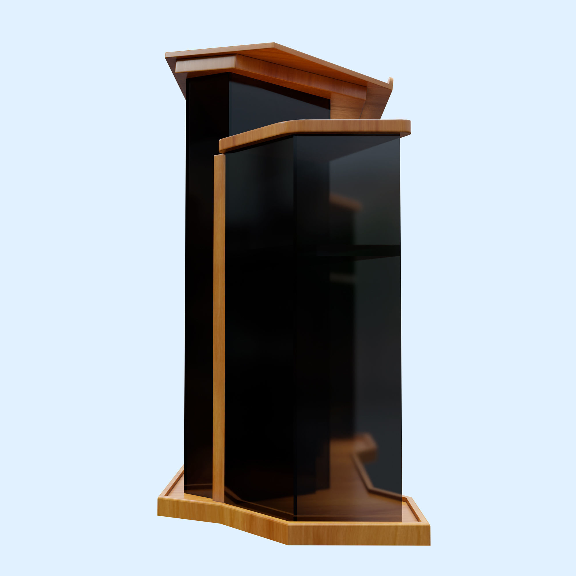 Wood and glass pulpit with support Low-poly 3D model_5