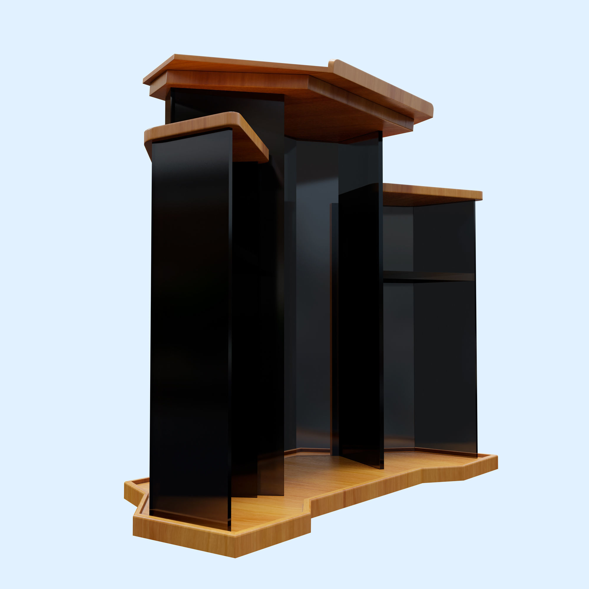 Wood and glass pulpit with support Low-poly 3D model_6