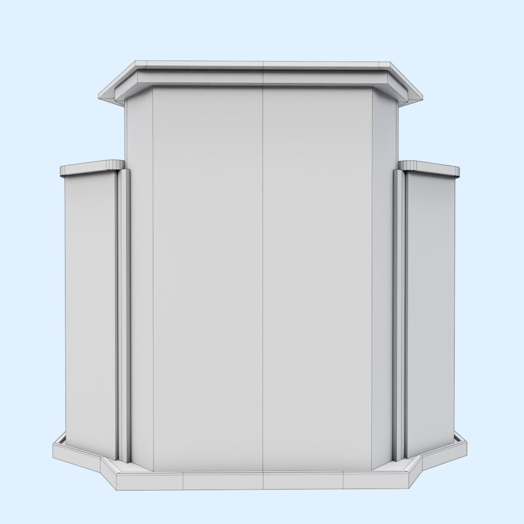 Wood and glass pulpit with support Low-poly 3D model_20