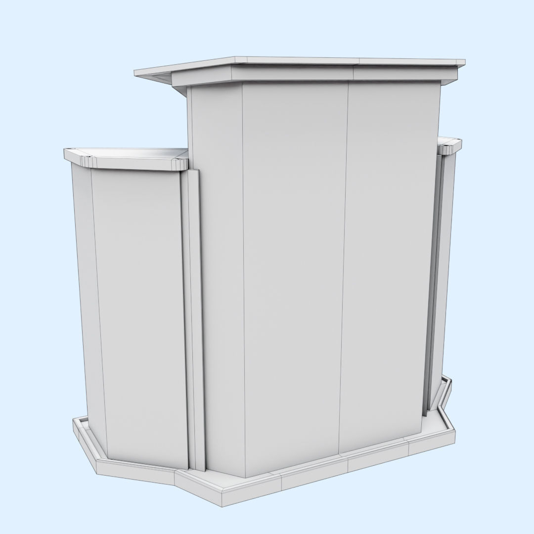 Wood and glass pulpit with support Low-poly 3D model_19