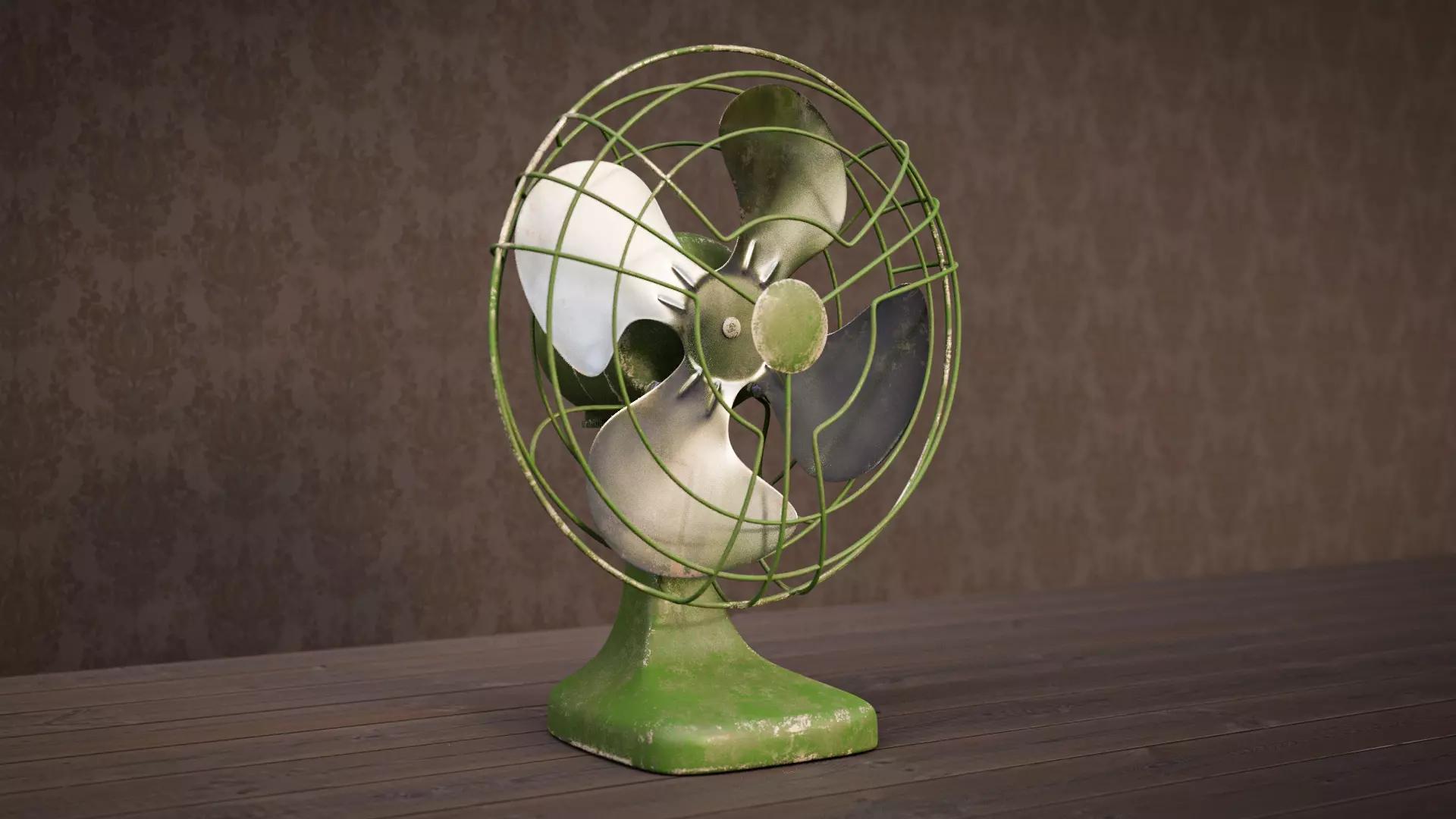 Realistic Old Vintage Fan Low-poly 3D model