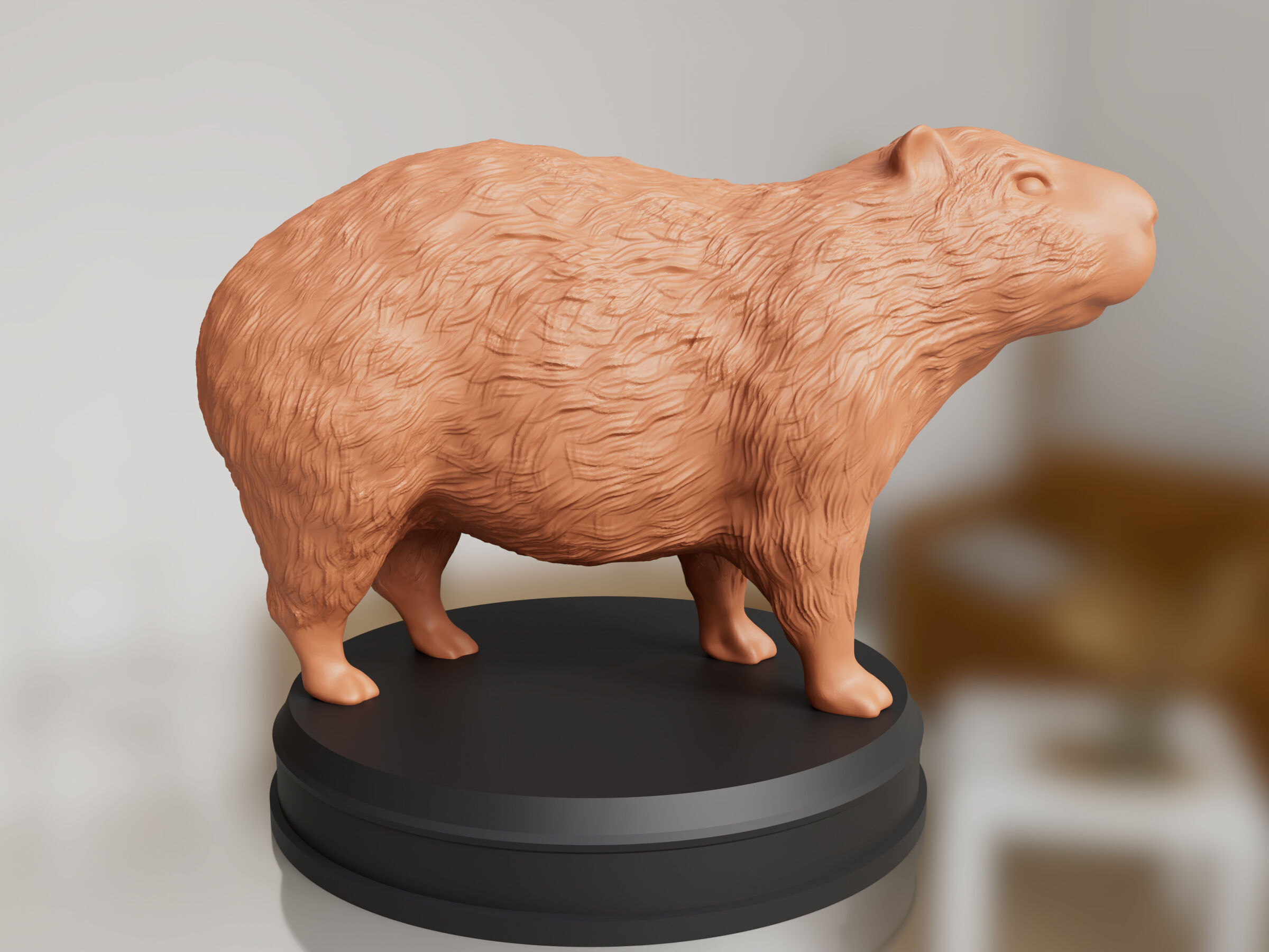 Realistic Furry Capybara 3D print model_2