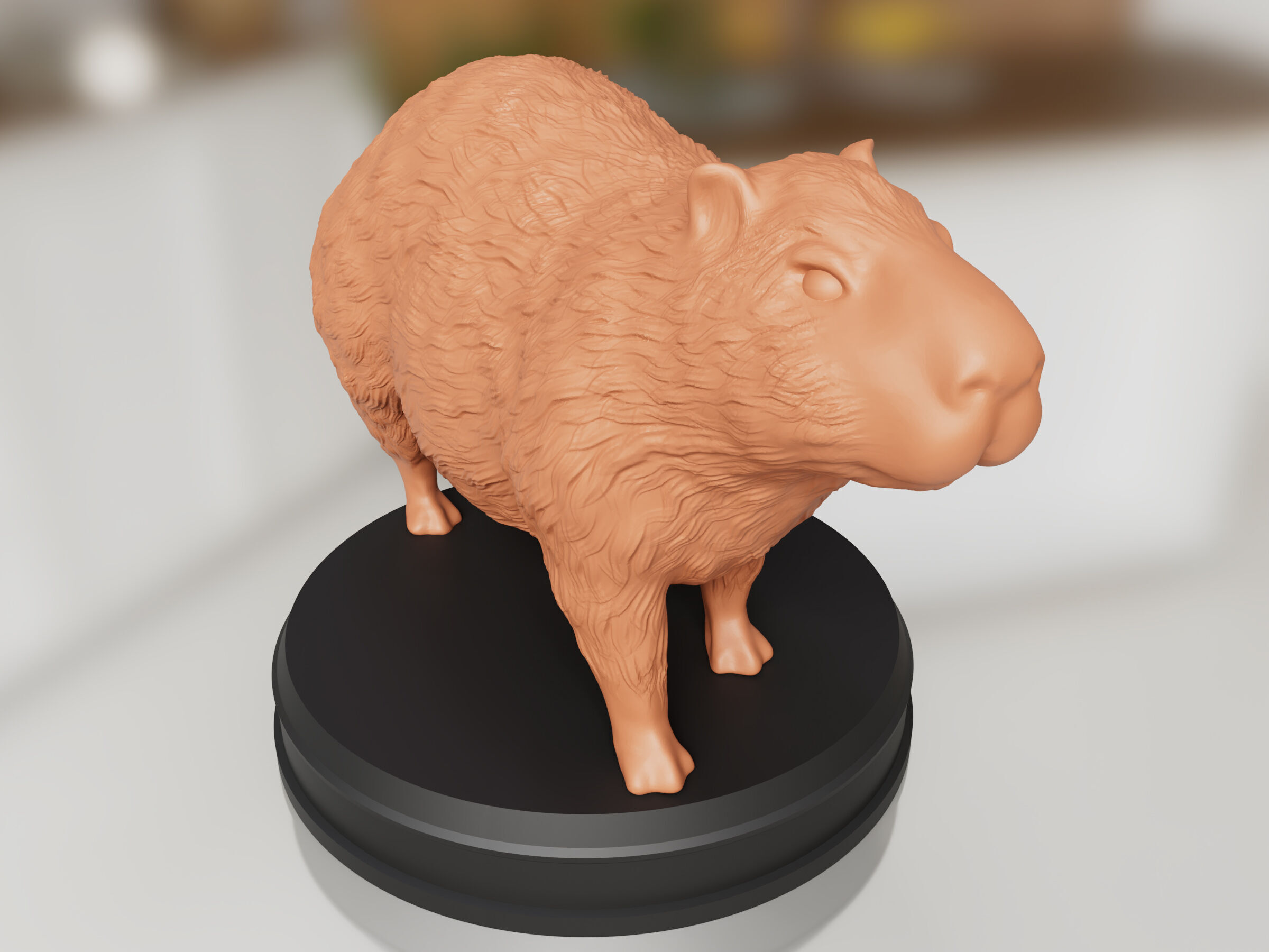 Realistic Furry Capybara 3D print model_1