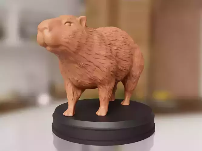 Realistic Furry Capybara 3D print model