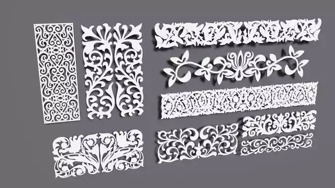 decorative carved base mesh collection 3D model