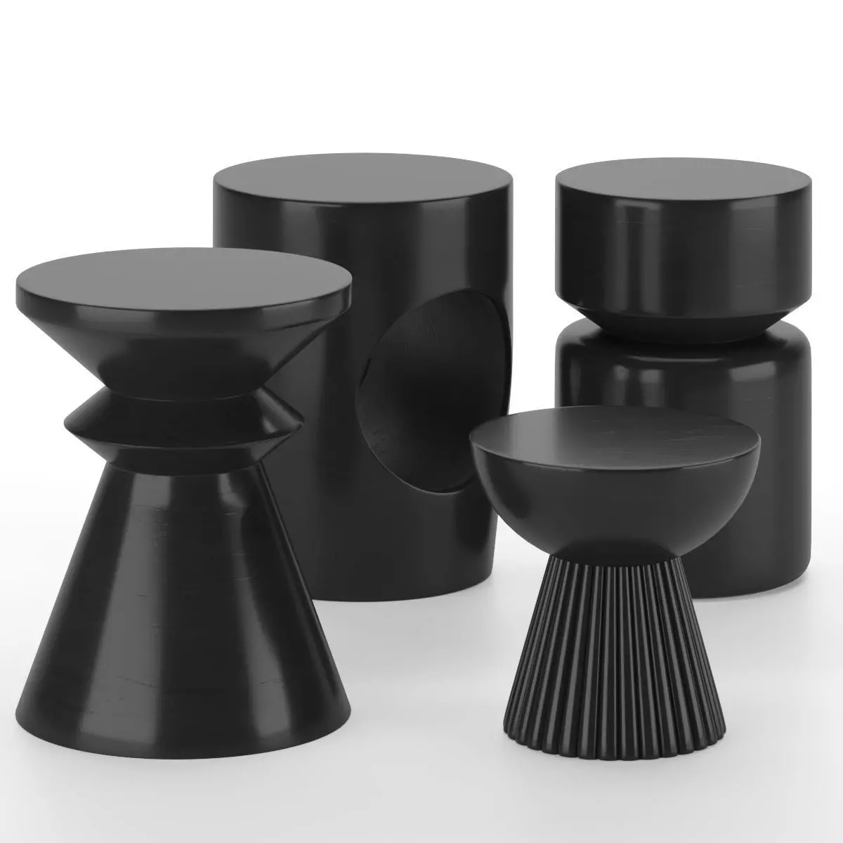 Set of side tables 01 Dark wood 3D model