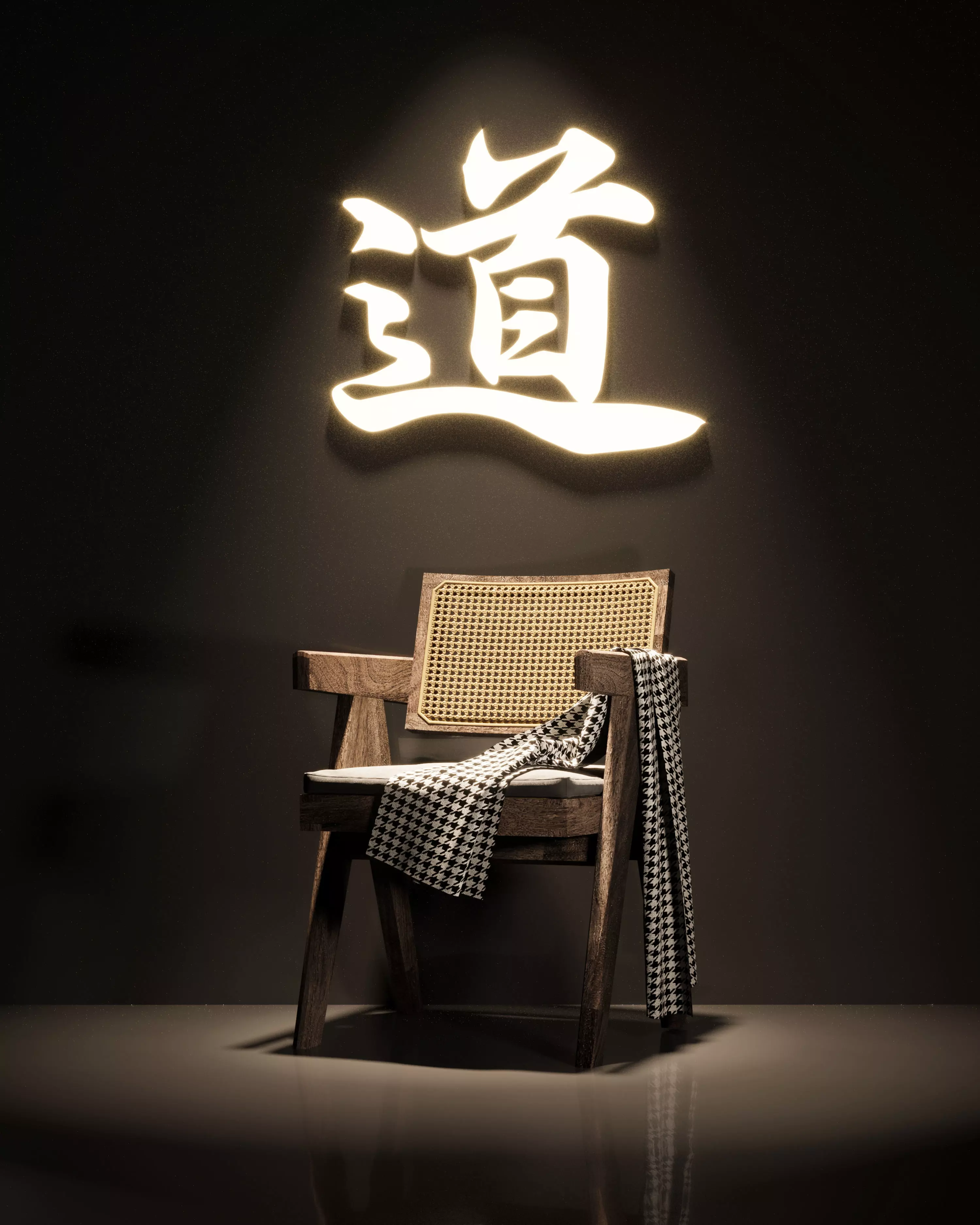 chair chinese calligraphy on Free 3D model
