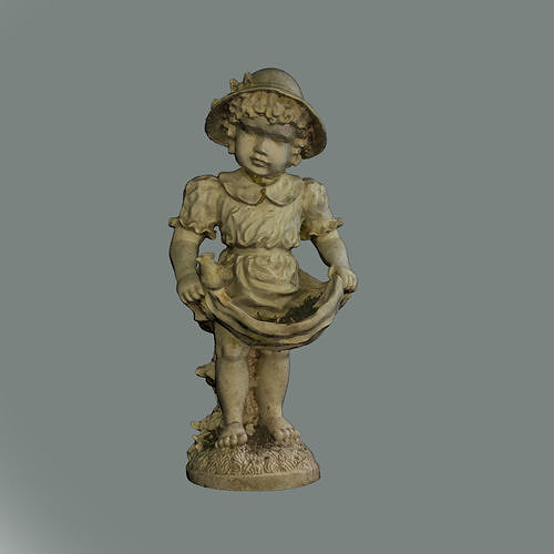 Stone Garden Girl Statue and Planter made with Photogammetry 3D model
