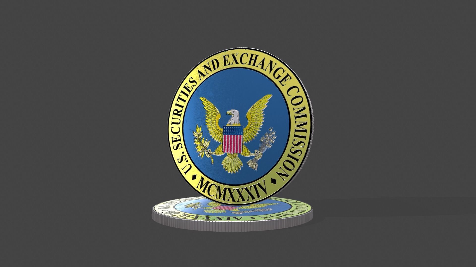 Coin SEC US Securities and exchange commission  3D model_8
