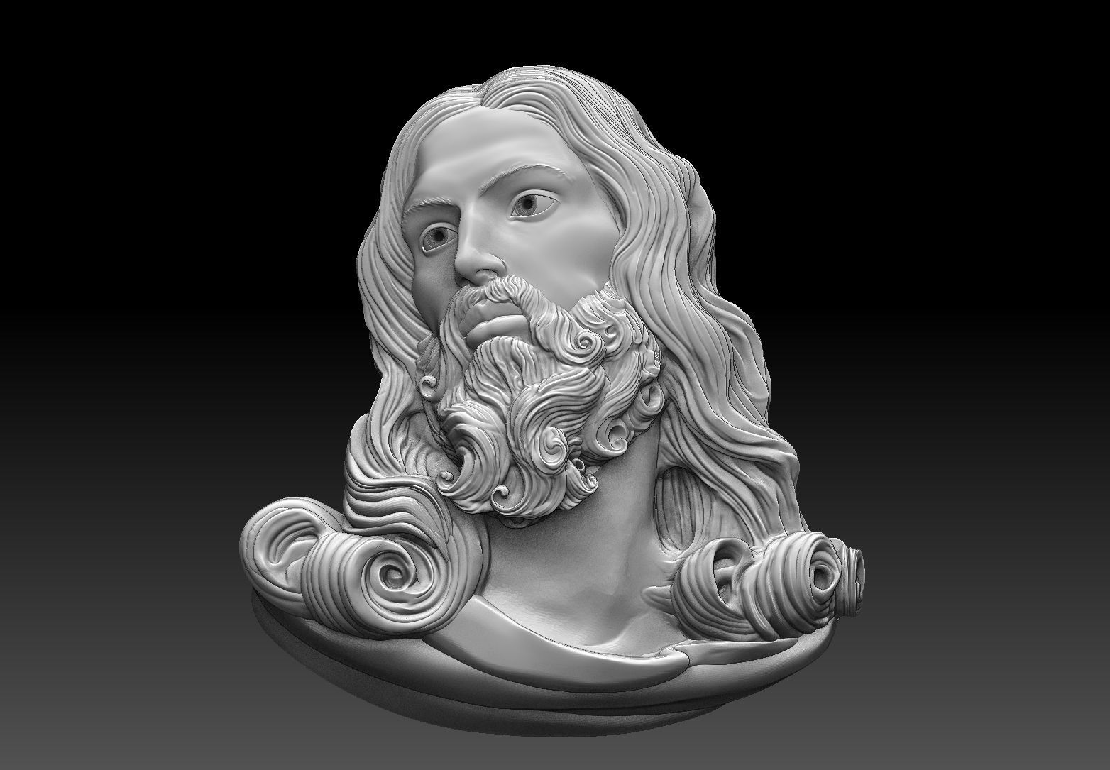 Christ Jesus Head Bas-Relief cnc 3D model 3D print model_9