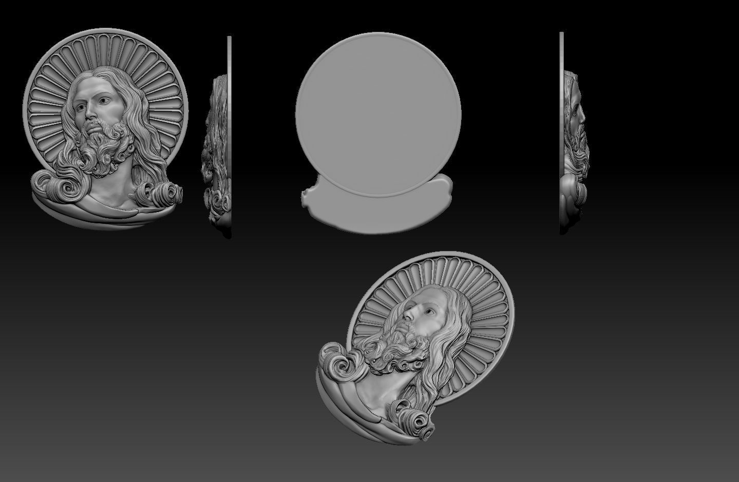 Christ Jesus Head Bas-Relief cnc 3D model 3D print model_3