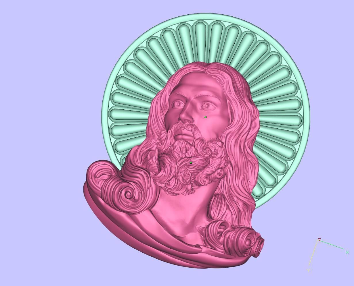 Christ Jesus Head Bas-Relief cnc 3D model 3D print model_4