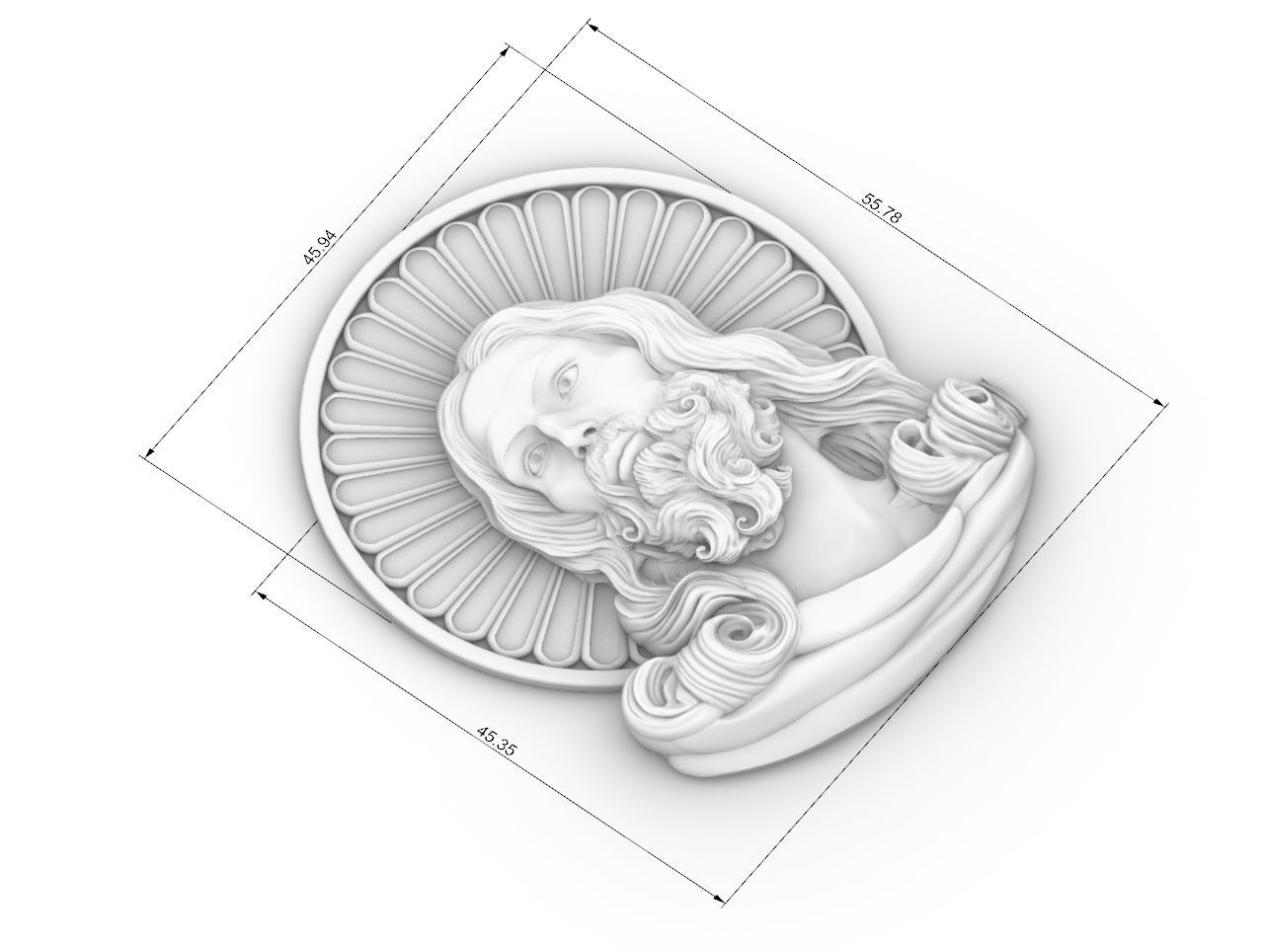 Christ Jesus Head Bas-Relief cnc 3D model 3D print model_8