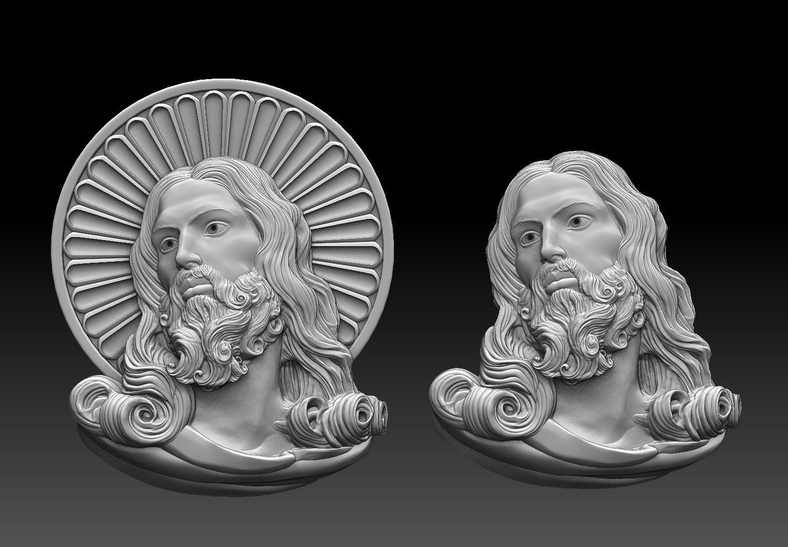 Christ Jesus Head Bas-Relief cnc 3D model 3D print model_2