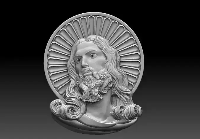 Christ  Jesus Head   Bas-Relief cnc  3D model   