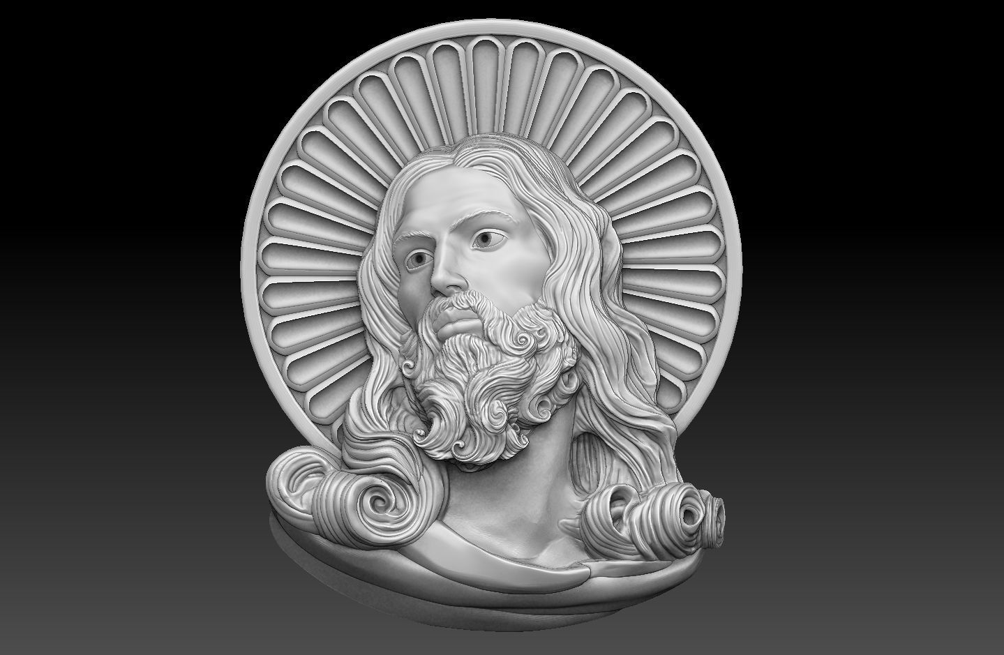 Christ Jesus Head Bas-Relief cnc 3D model 3D print model_6