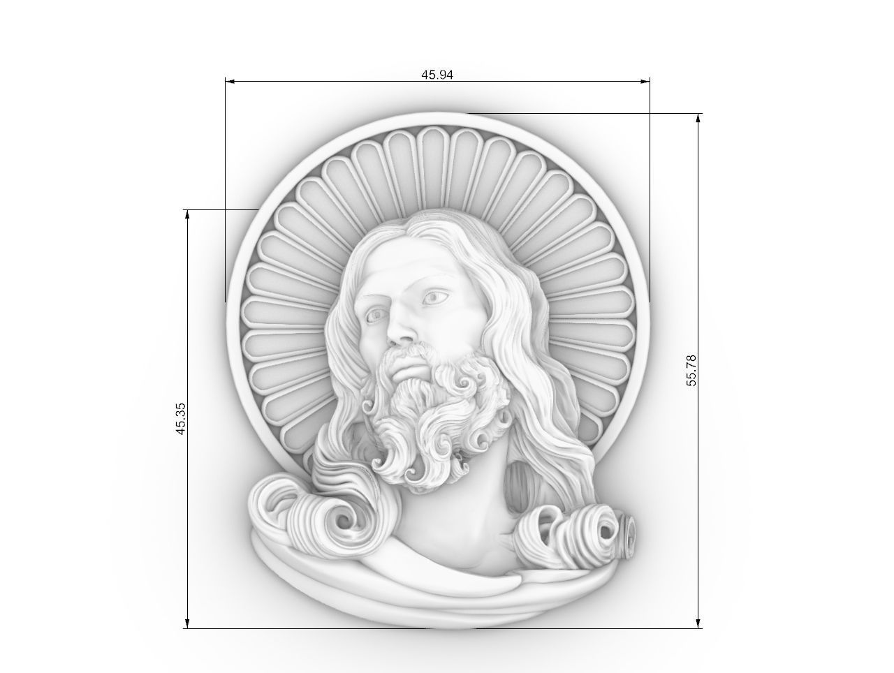 Christ Jesus Head Bas-Relief cnc 3D model 3D print model_5