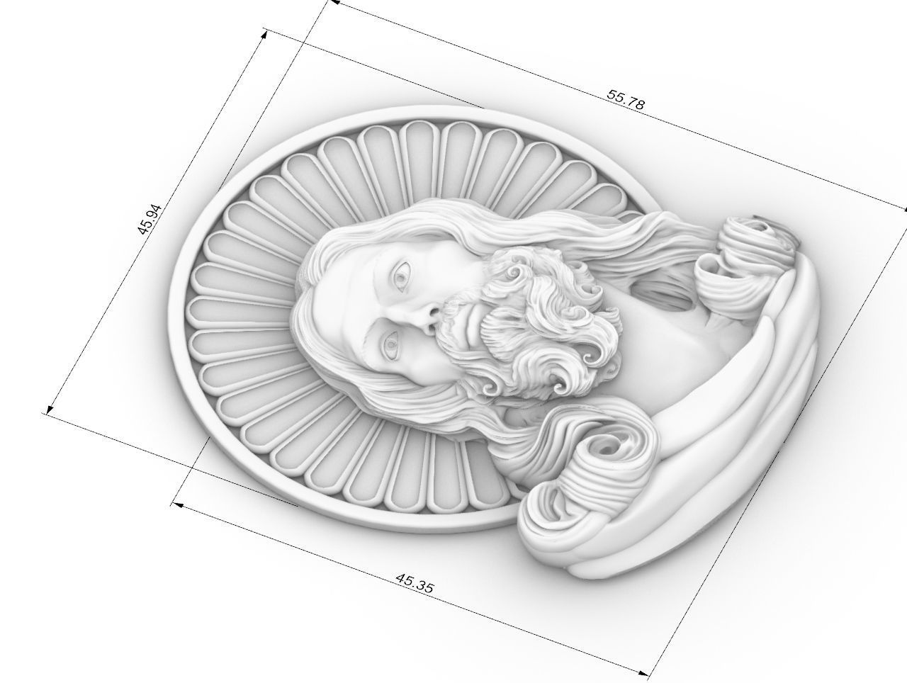Christ Jesus Head Bas-Relief cnc 3D model 3D print model_1