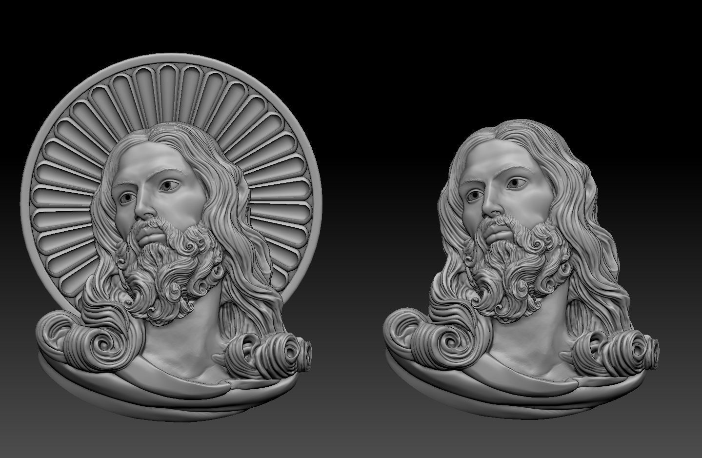 Christ Jesus Head Bas-Relief cnc 3D model 3D print model_7