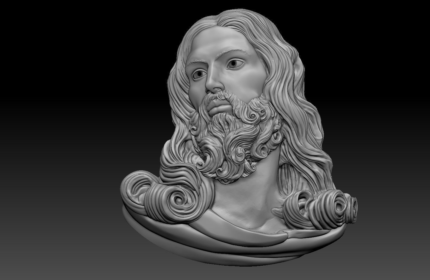 Christ Jesus Head Bas-Relief cnc 3D model 3D print model_11
