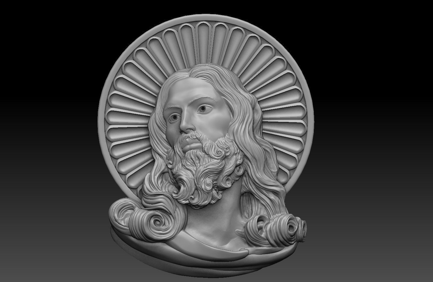 Christ Jesus Head Bas-Relief cnc 3D model 3D print model_12