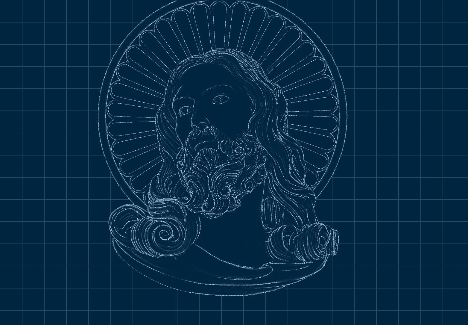 Christ Jesus Head Bas-Relief cnc 3D model 3D print model_10