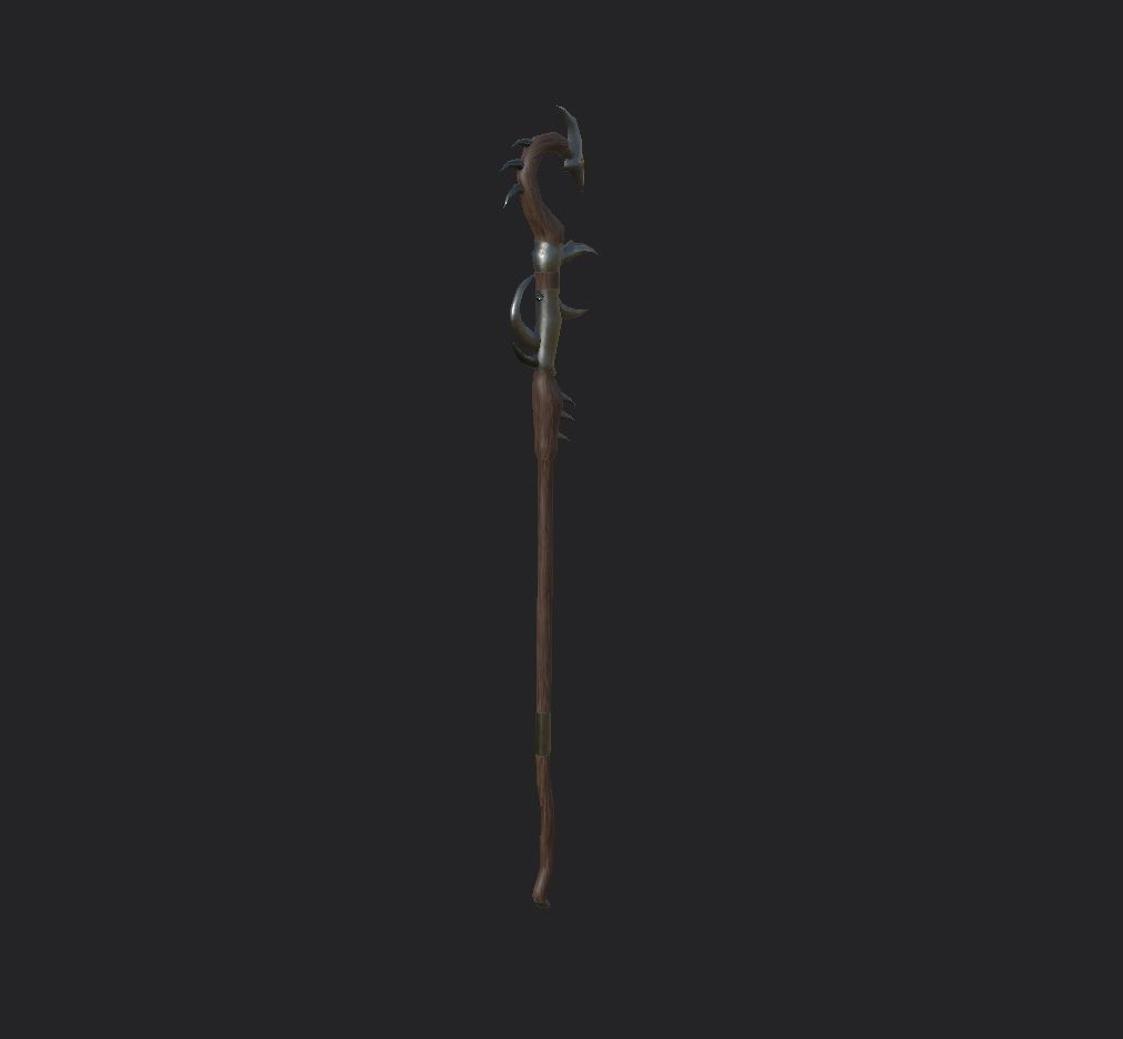 Staff - game ready Low-poly 3D model_2