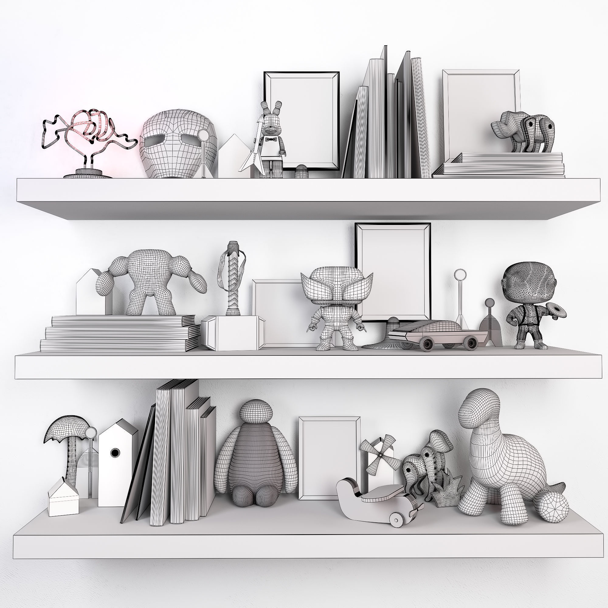 Boys room set of toys  3D model_9