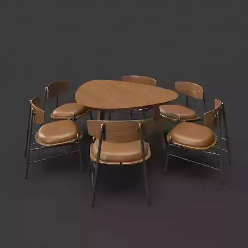 Wood table and chair