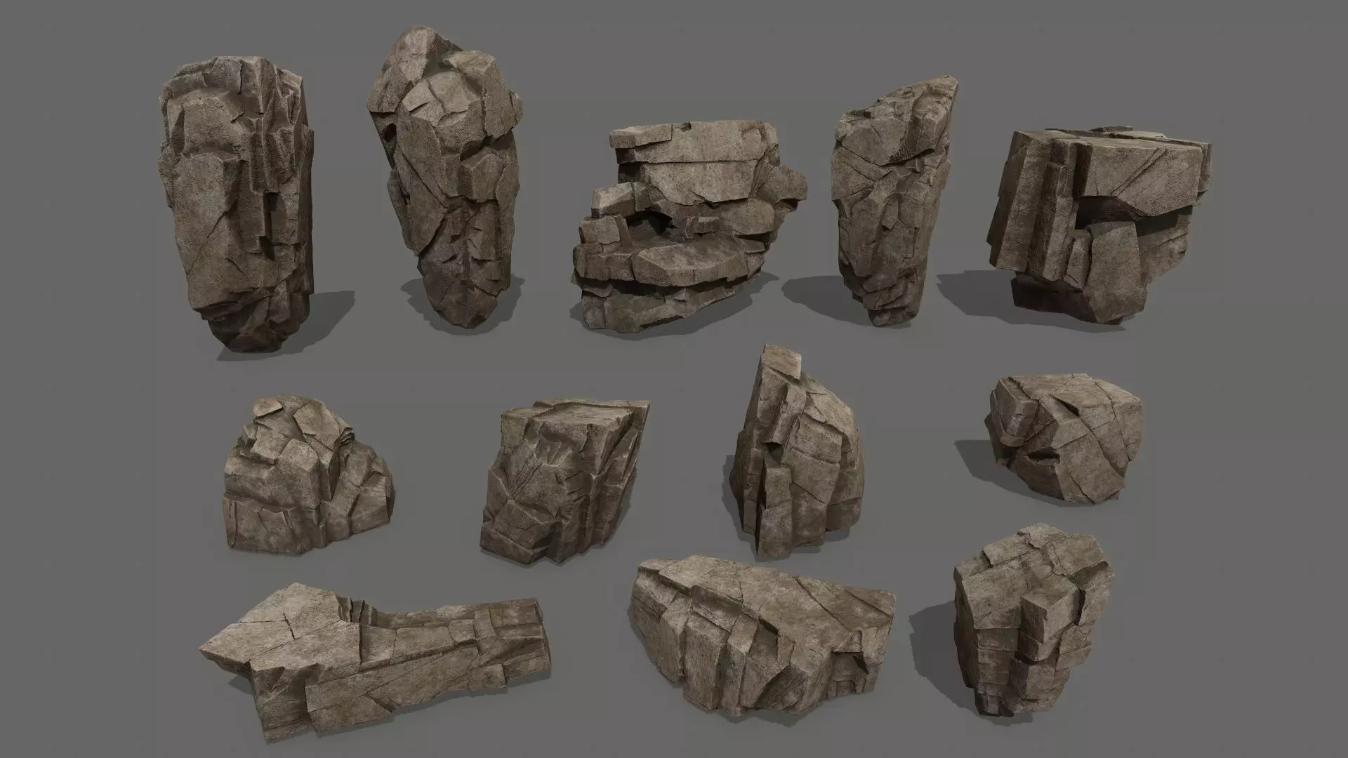 desert rocks Low-poly 3D model_0