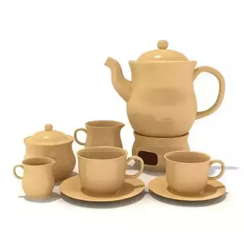 Ceramic Service Tea Set 3D model