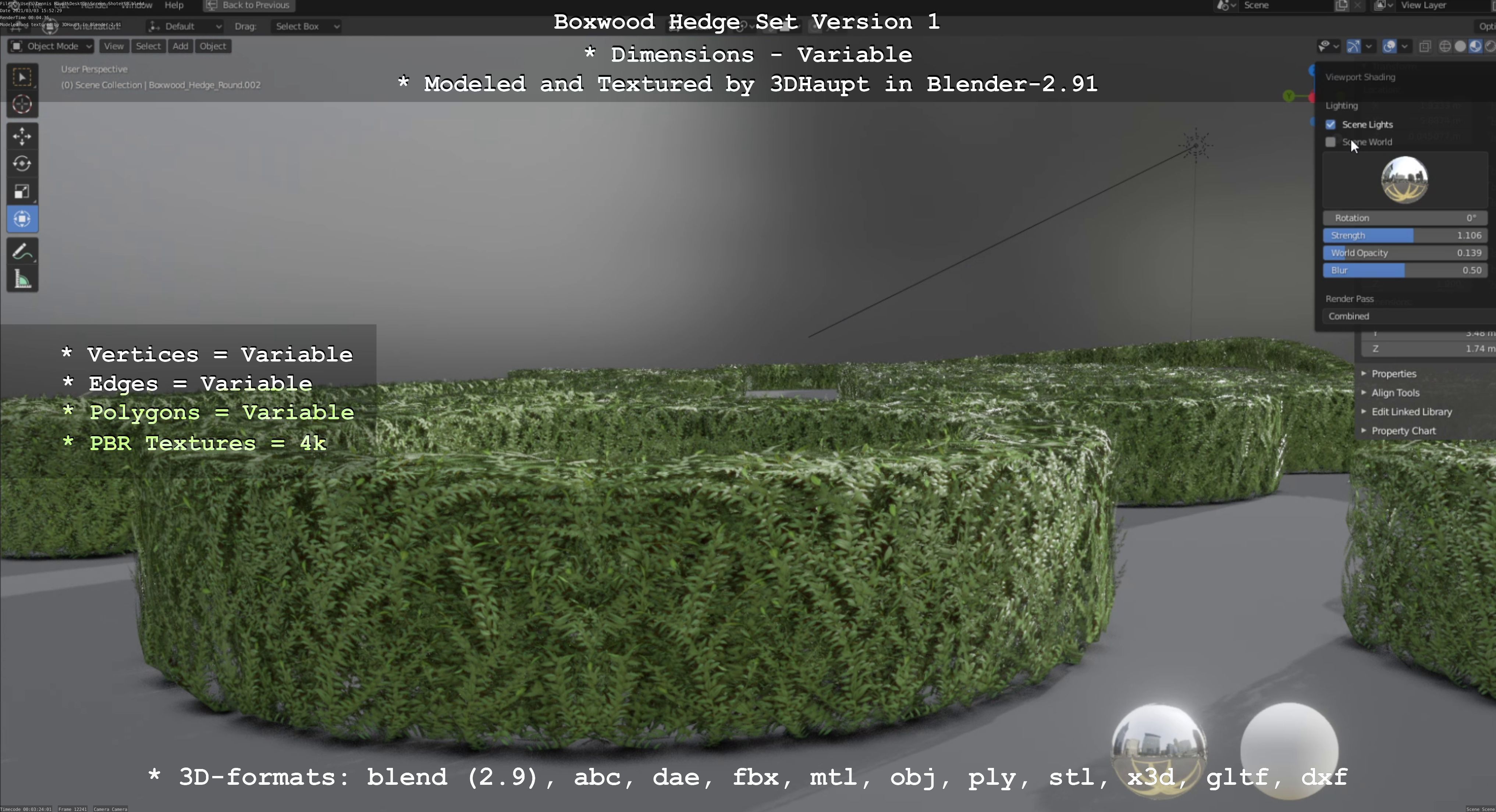Low-Poly Boxwood Hedge Construction Kit Version 1 Low-poly 3D model_86