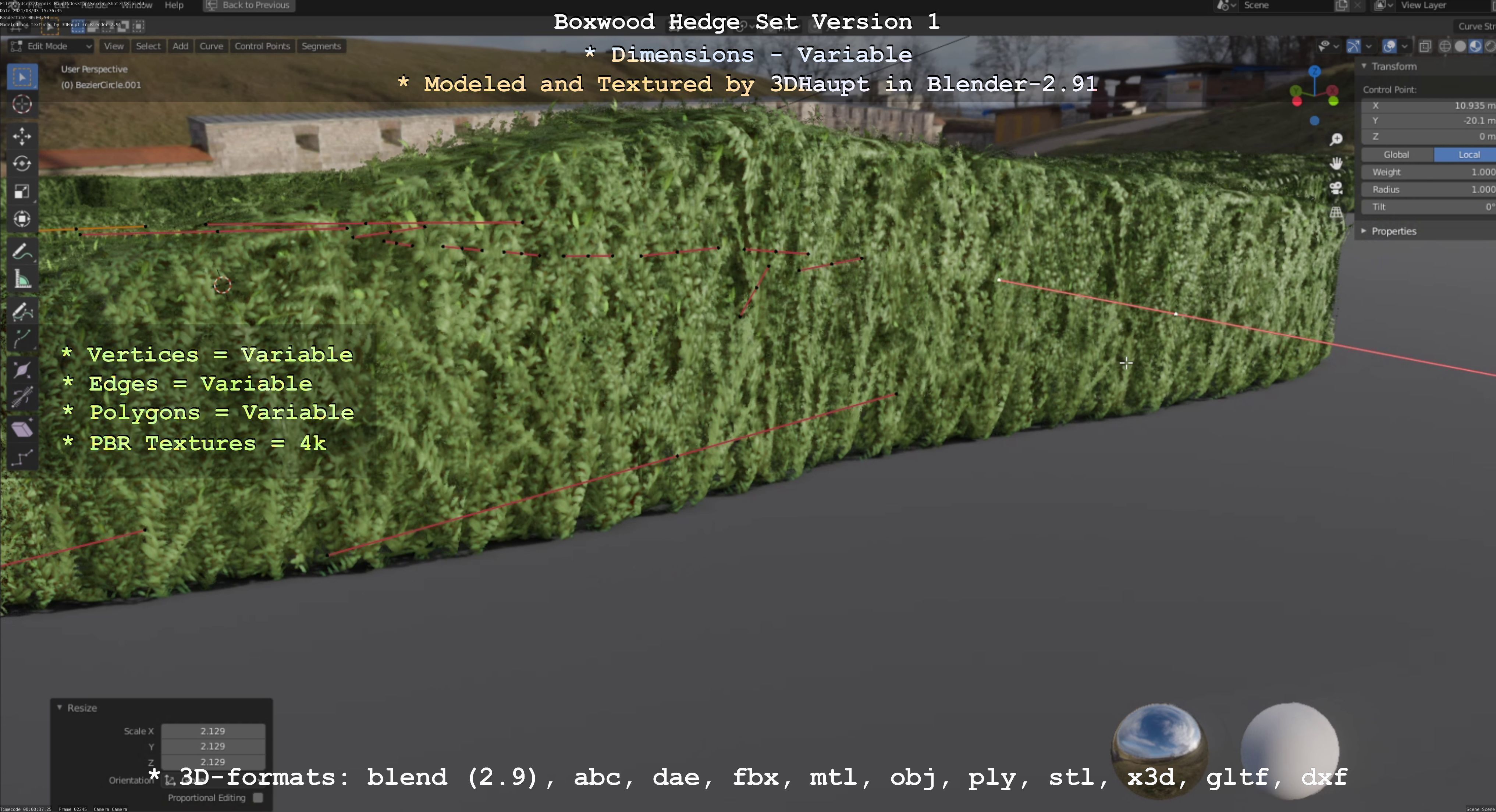 Low-Poly Boxwood Hedge Construction Kit Version 1 Low-poly 3D model_52