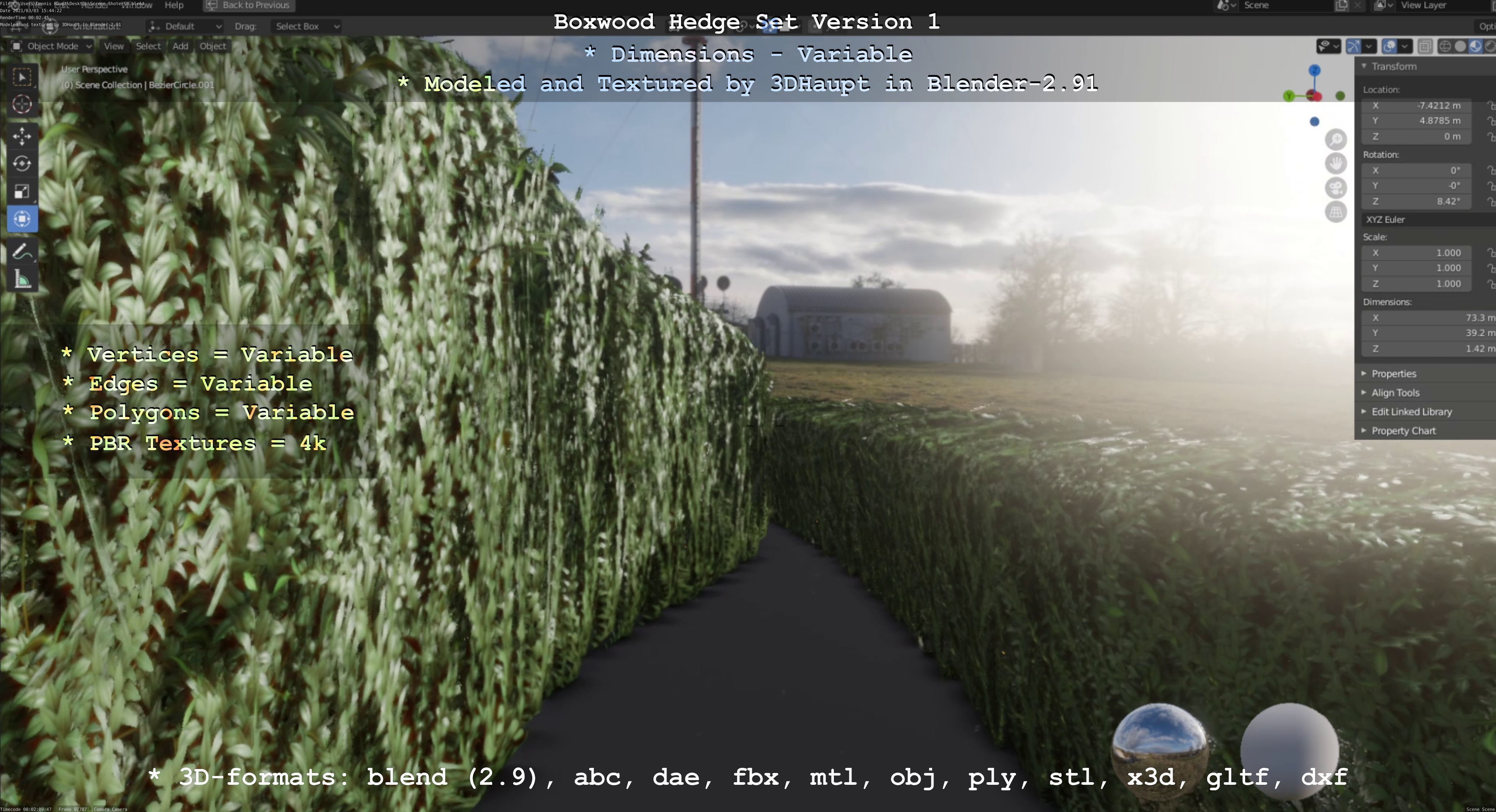 Low-Poly Boxwood Hedge Construction Kit Version 1 Low-poly 3D model_42