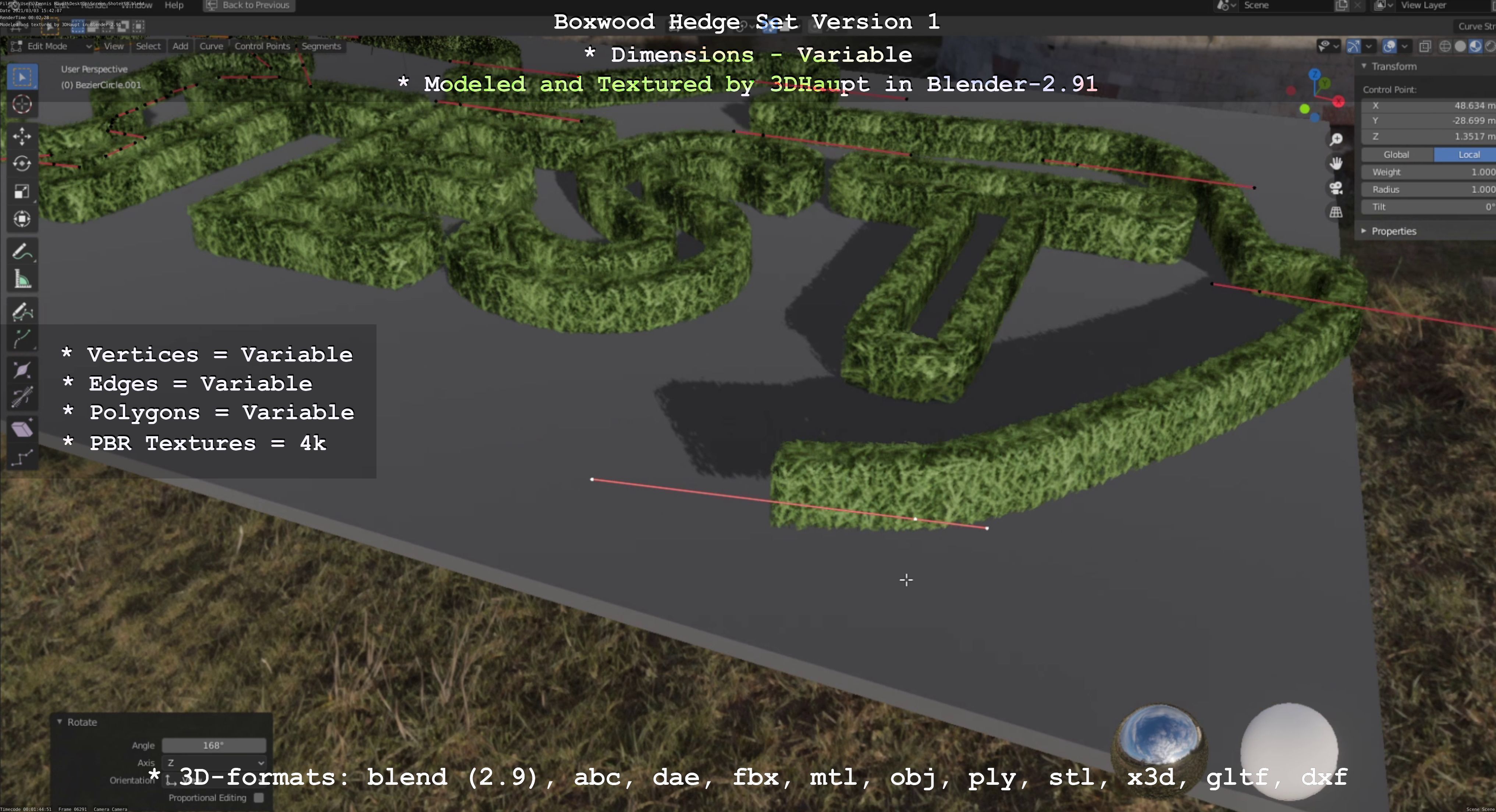 Low-Poly Boxwood Hedge Construction Kit Version 1 Low-poly 3D model_33