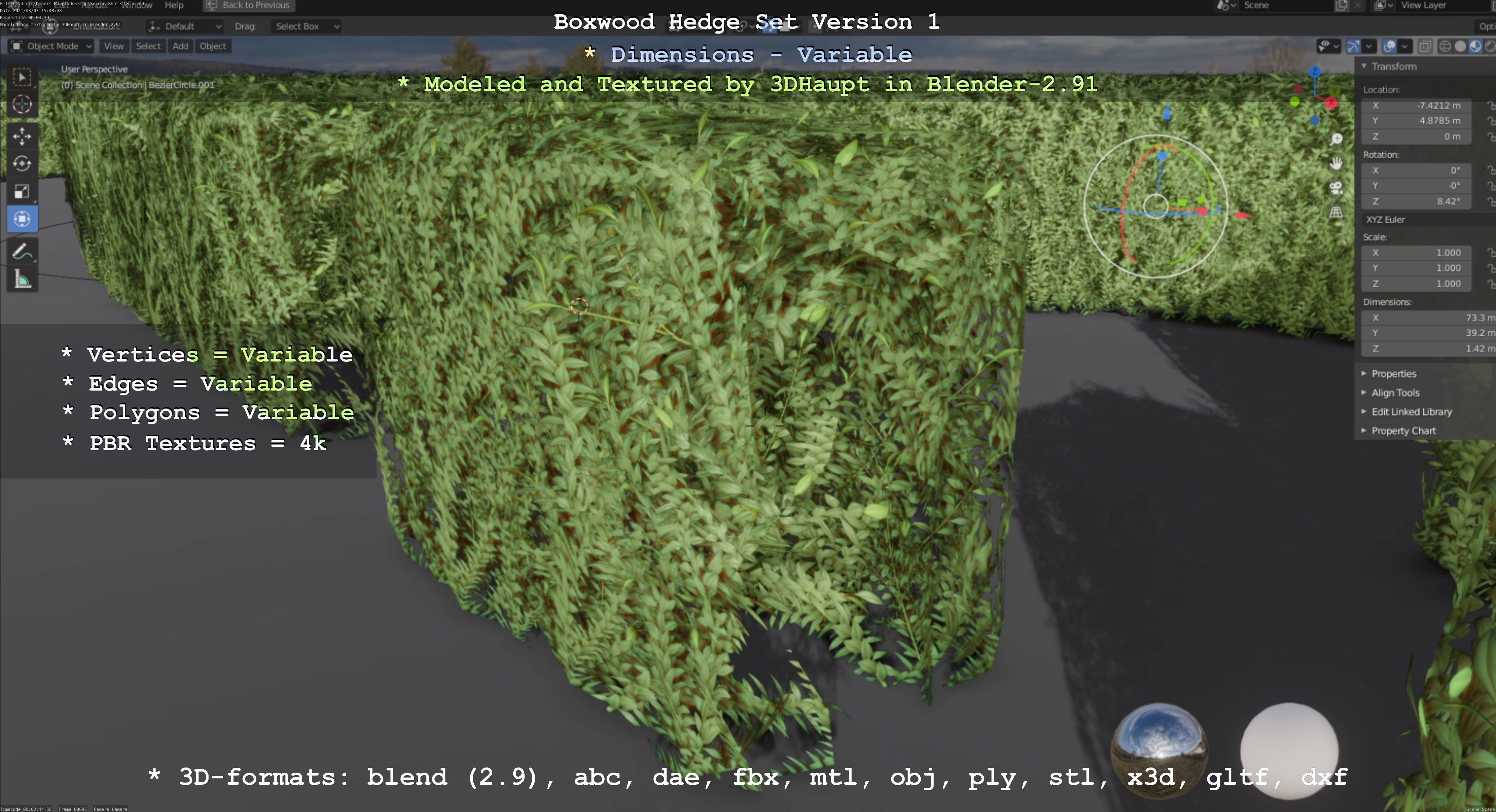 Low-Poly Boxwood Hedge Construction Kit Version 1 Low-poly 3D model_22