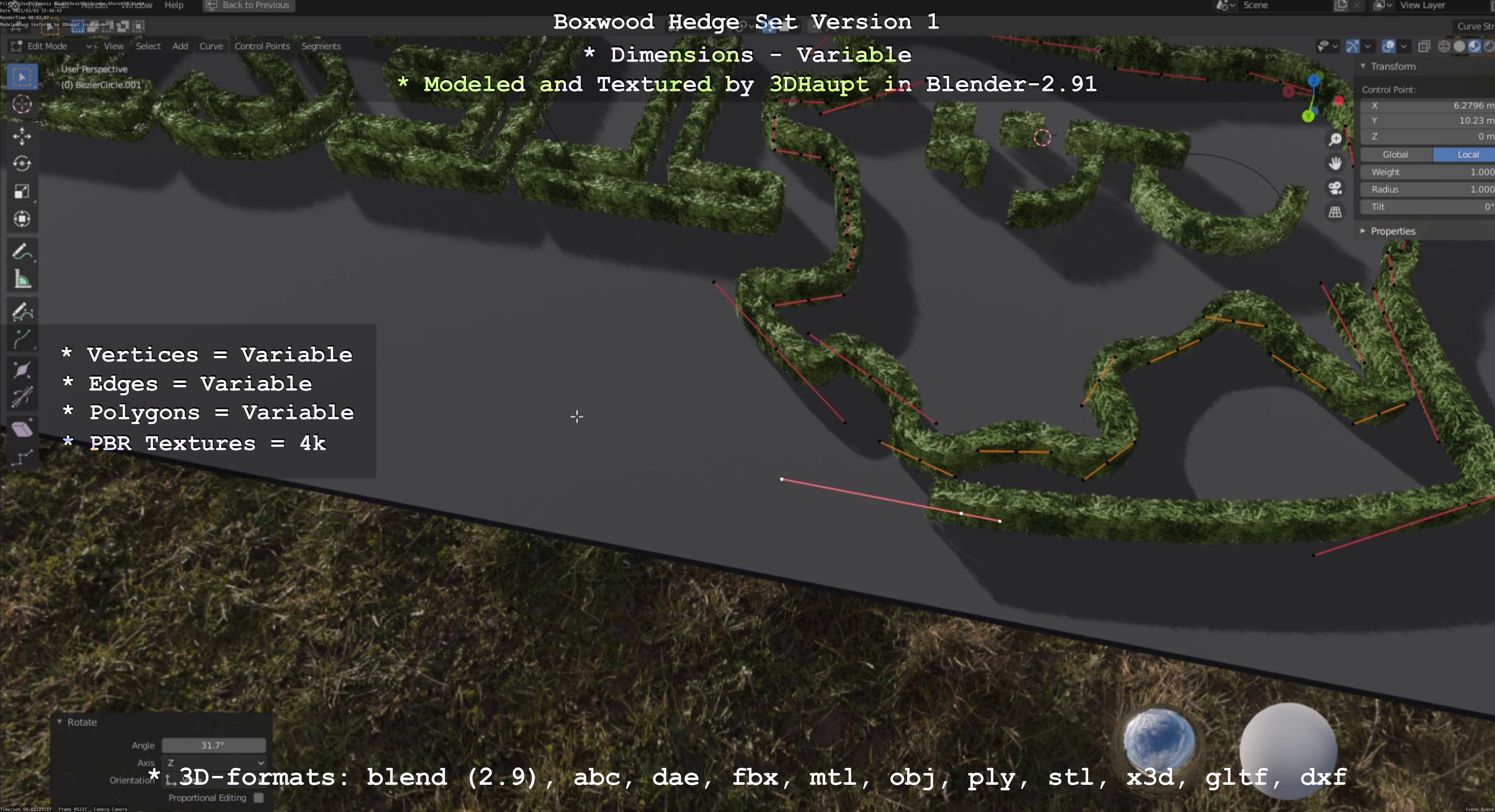 Low-Poly Boxwood Hedge Construction Kit Version 1 Low-poly 3D model_57