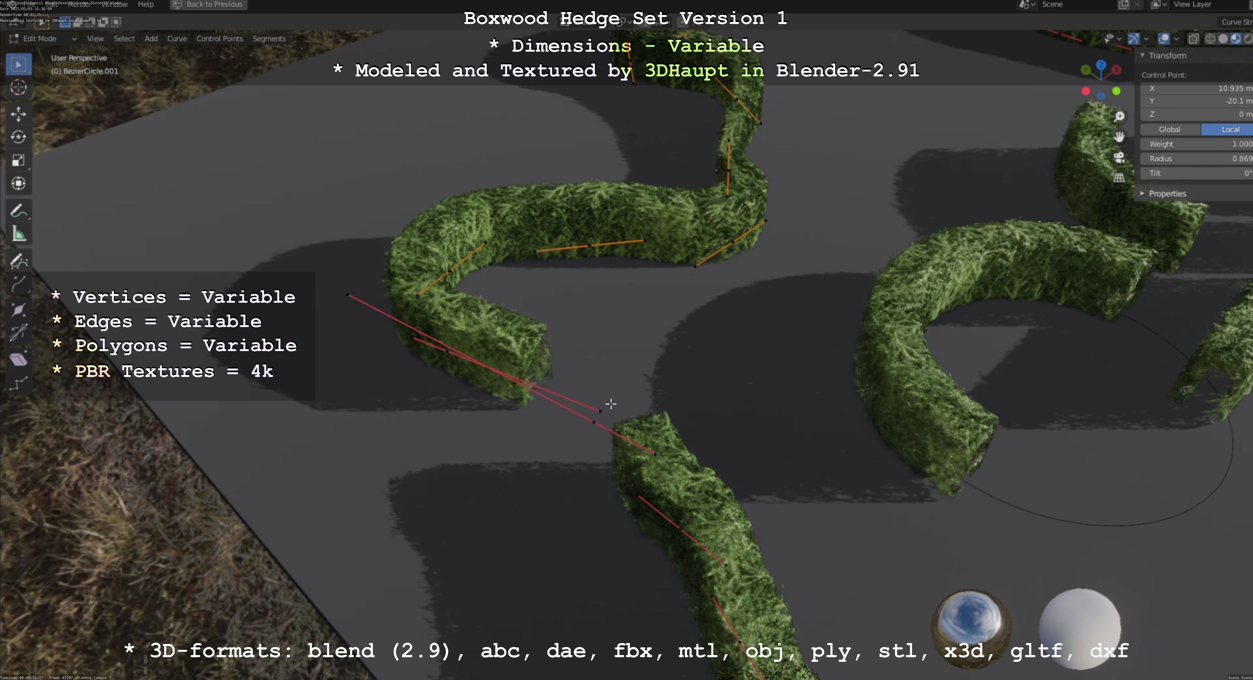 Low-Poly Boxwood Hedge Construction Kit Version 1 Low-poly 3D model_98
