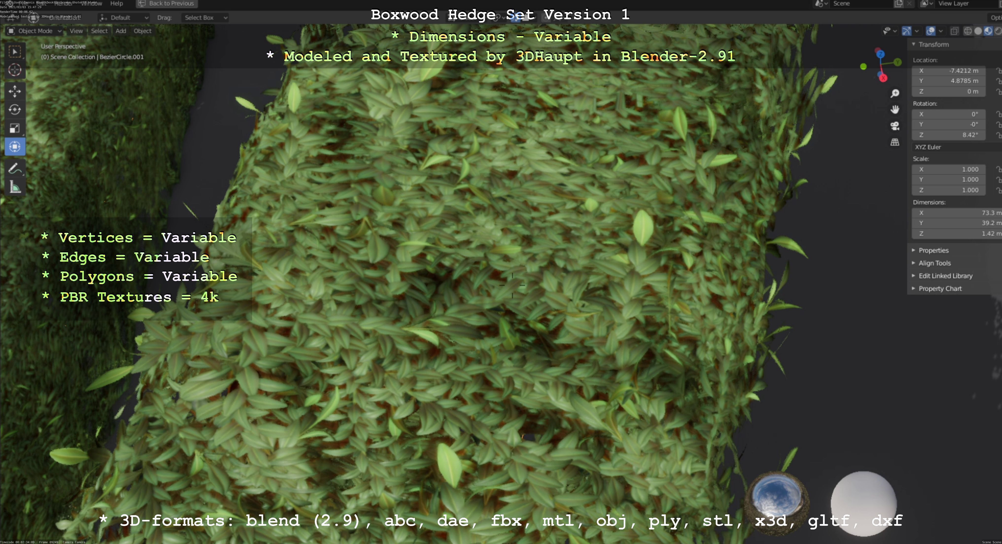 Low-Poly Boxwood Hedge Construction Kit Version 1 Low-poly 3D model_53